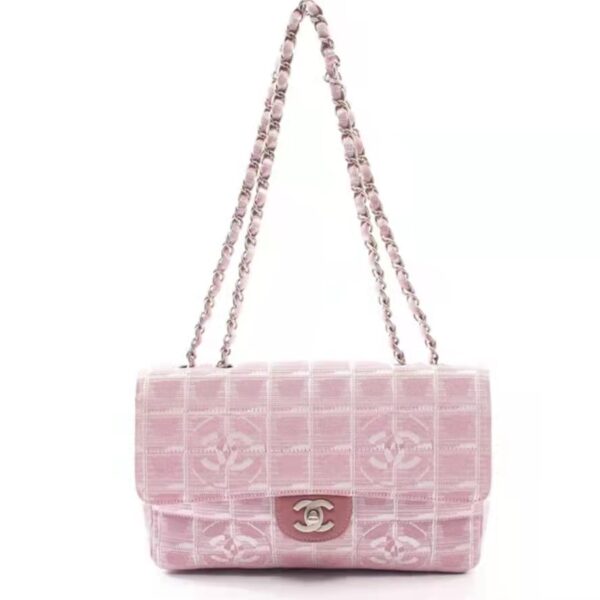 Chanel-粉色尼龙帆布 链条包