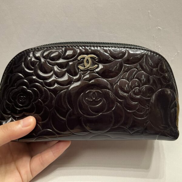 Chanel 漆皮化妆包 可以打孔改造