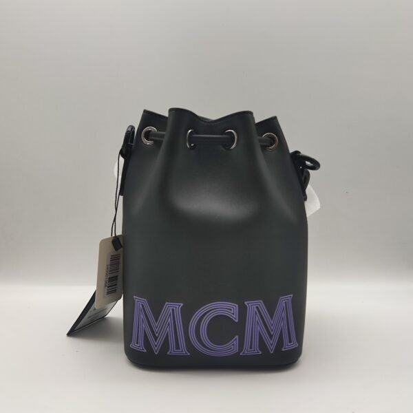 SecondHand🔥（M Brand）MCM Black Bucket Bag, 99% New, Stylish Handbag with Dust Bag and Shoulder Strap Included