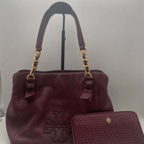 SecondHand🔥（T Brand） Burgundy Tory Burch Set, 95% New, Elegant Women’s Bag Set
