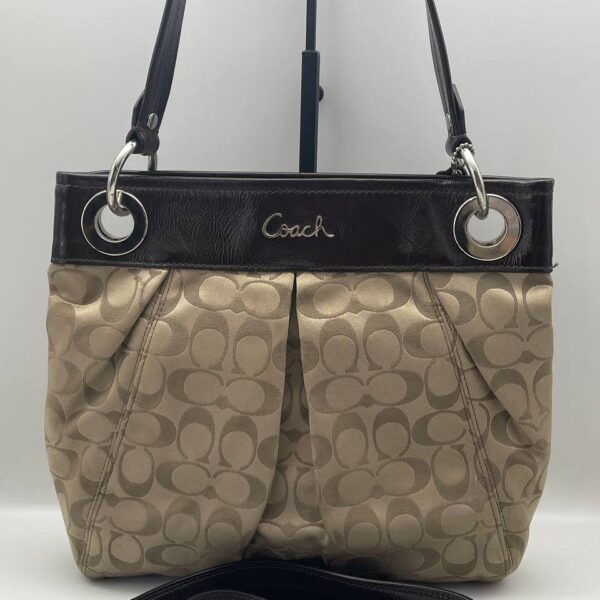 SecondHand🔥（C Brand） COACH Canvas Monogram Shoulder Bag, 90% New, Classic Single Shoulder Bag with Strap
